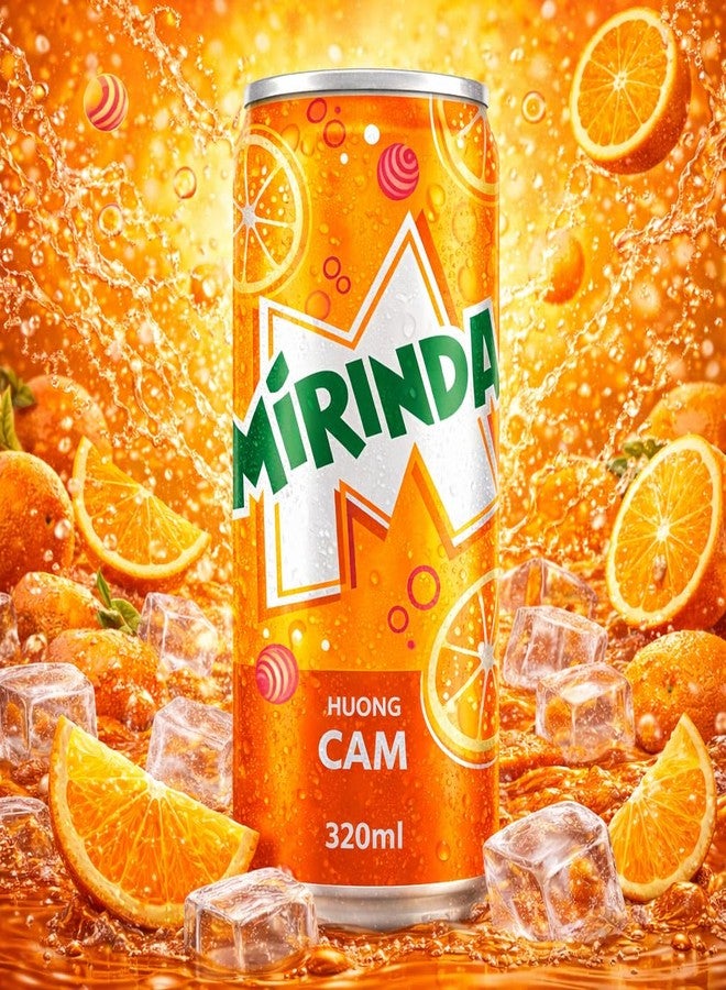Pepsi Mirinda Huong Cam Orange Flavoured Carbonated Soft Drink (Pack of 6) 320ml Can By COUGAR, Refreshing Fizzy Citrus Soda, Sweet & Tangy Sparkling Beverage, Ready to Serve Chilled, Single Serve Drink for Parties, Picnics & Everyday Refreshment - (Imported-VIET) - Image 2