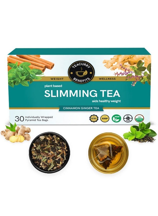 TEACURRY Slimming Tea for Weight Management (30 Tea Bags, 1 Month Pack) With Free Diet Chart | Helps Reduce Tummy & Fight Ageing | Green Tea With Cinnamon Ginger, 60 gram - Image 1