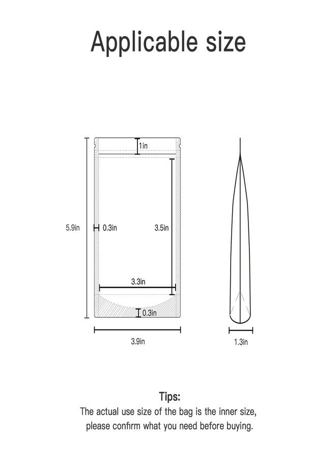 FireKylin أكياس قابلة لإعادة الإغلاق من FireKylin عدد 100، 3.9" × 5.9" أكياس طعام شفافة قائمة، أكياس تخزين الطعام بسحاب لتغليف المنتجات، الأعشاب، الوجبات الخفيفة، الشاي، التوابل، طعام الحيوانات الأليفة والصابون - Image 2