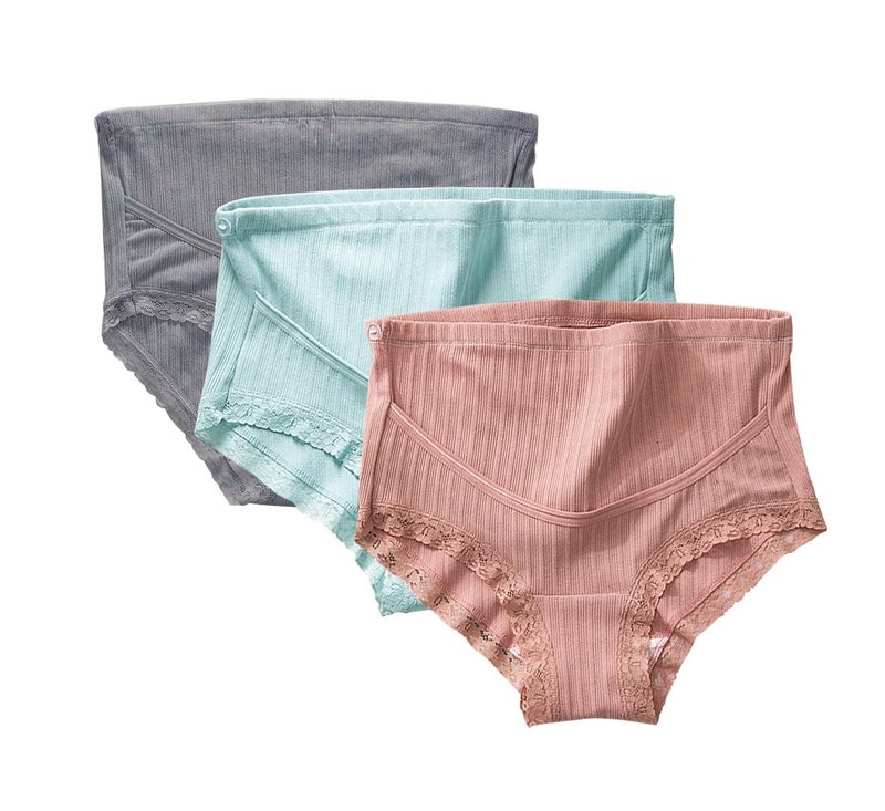 FEOYA Plus Size Maternity Underwear Over Bump Cotton Pregnancy Panties High Waist Postpartum Support Briefs, 3 Pack - Image 1
