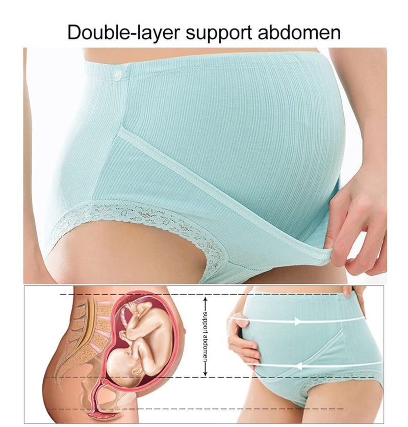 FEOYA Plus Size Maternity Underwear Over Bump Cotton Pregnancy Panties High Waist Postpartum Support Briefs, 3 Pack - Image 5
