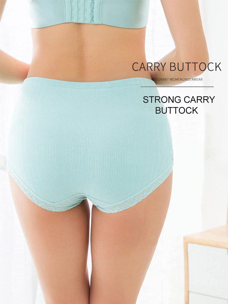 FEOYA Plus Size Maternity Underwear Over Bump Cotton Pregnancy Panties High Waist Postpartum Support Briefs, 3 Pack - Image 4