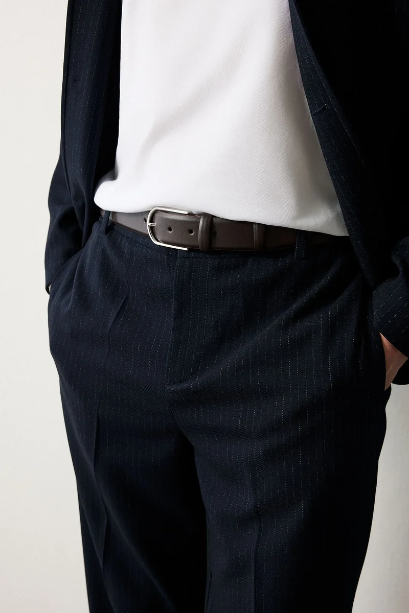 ديفاكتو Man Rectangle Clasp Faux Leather Classic Belt