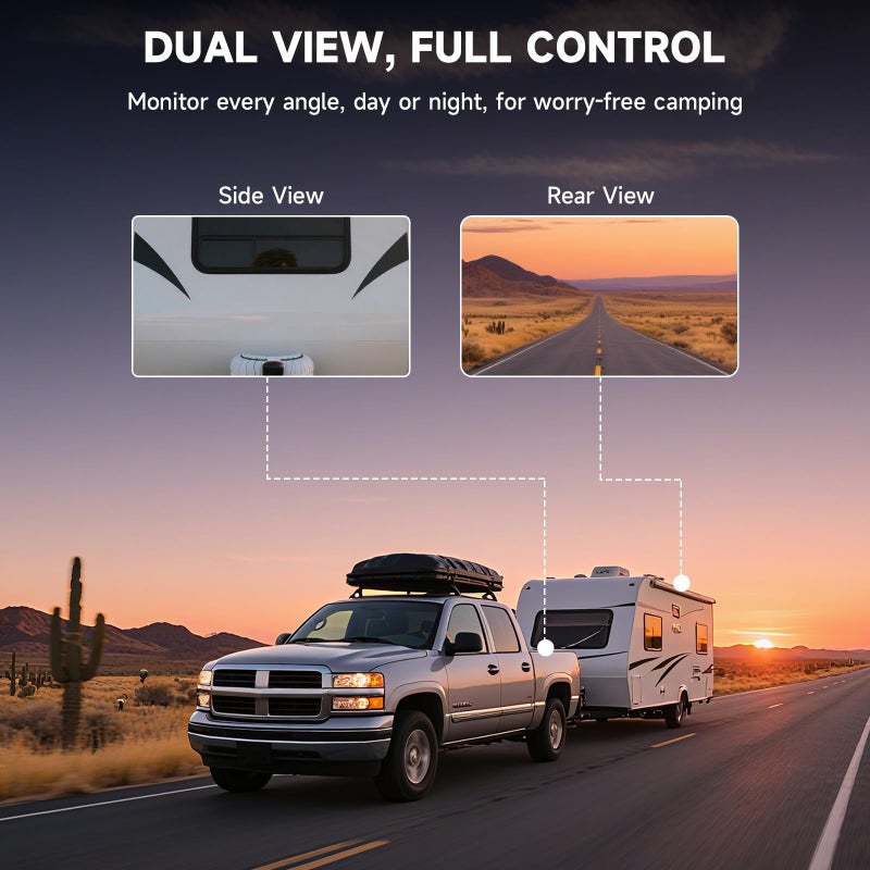 BIGJADE Wireless Backup Camera - Rv Backup Camera with HD 7" Monitor - Dual Back Up Camera Systems for Truck - IP69 Waterproof Rv Camera with DVR, Night Vision for Rv, Truck, Trailer and Camper - Image 4