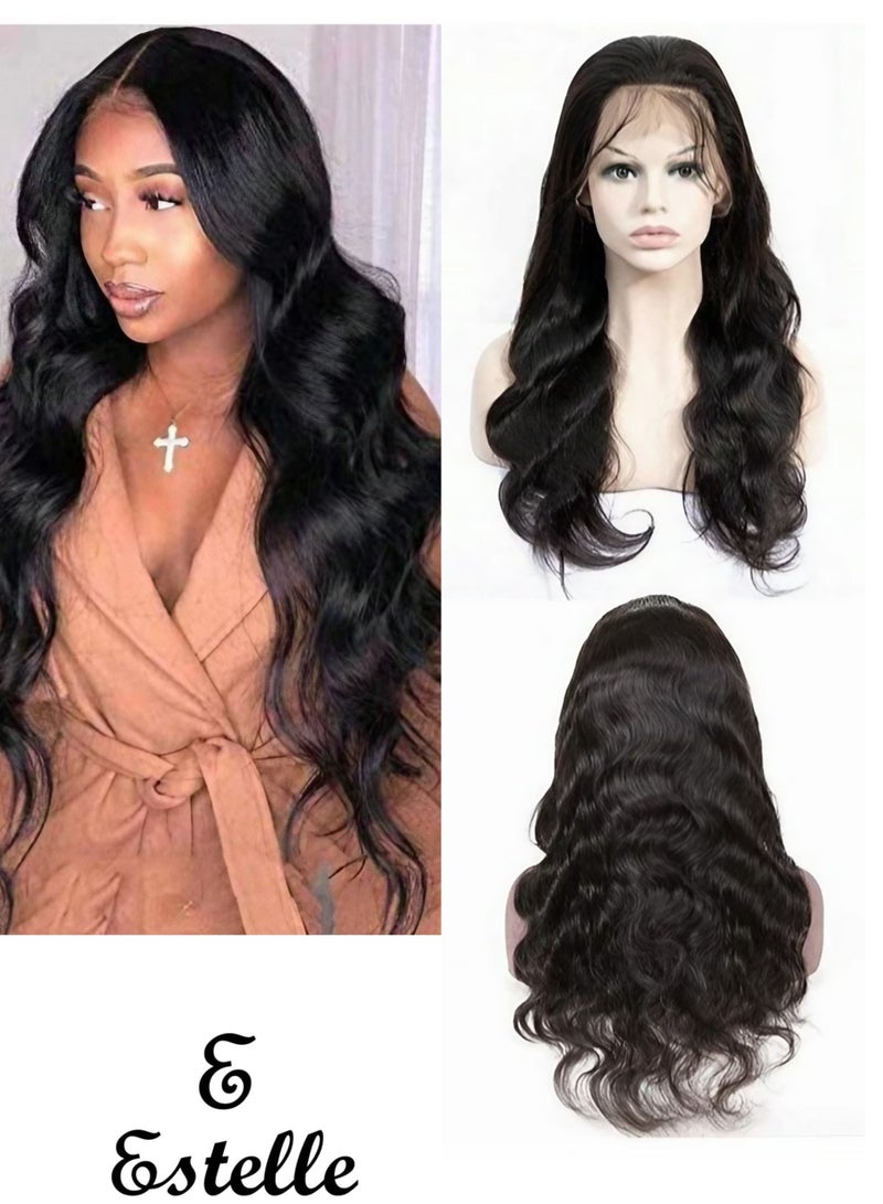 إستيل شعر مستعار مموج بشعر طبيعي مع دانتيل أمامي 13x4 سم أسود طبيعي - Image 1