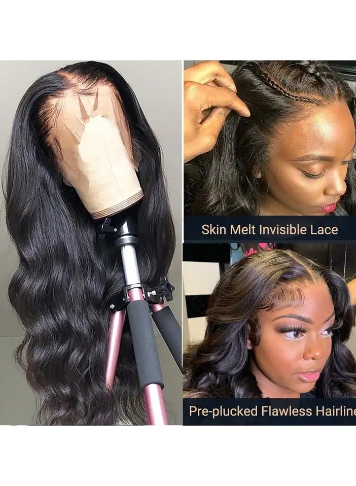 إستيل شعر مستعار مموج بشعر طبيعي مع دانتيل أمامي 13x4 سم أسود طبيعي - Image 3