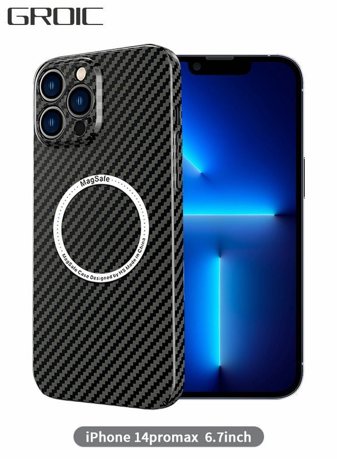 GROIC Compatible with iPhone14 Pro MaxCase, Carbon Fiber Slim Phone Shell, MagSafe Accessories, Shock Resistant Case, Support Wireless Charging Cover 6.7 Inch - Image 1