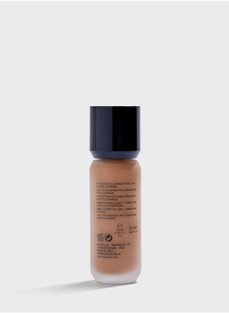 KIKO MILANO - Full Coverage 2-In-1 Foundation & Concealer 80 - Image 1