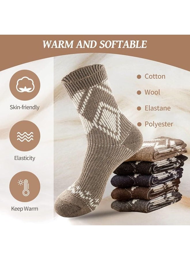 HZYH Men's Thermal Socks, 5 Pairs Thick Cotton Thermal Socks, Men's Winter Soft Walking Hiking Socks, Men's Heavyweight Comfort Boot Socks for Cold Weather - Image 2