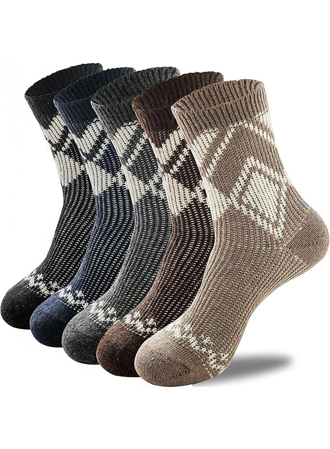 HZYH Men's Thermal Socks, 5 Pairs Thick Cotton Thermal Socks, Men's Winter Soft Walking Hiking Socks, Men's Heavyweight Comfort Boot Socks for Cold Weather - Image 1