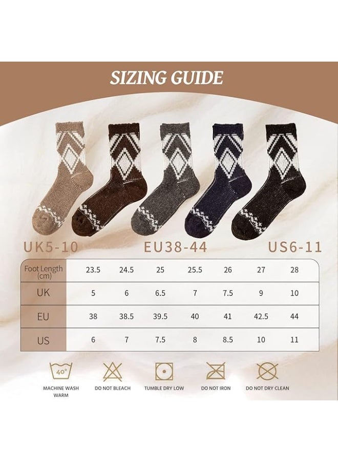HZYH Men's Thermal Socks, 5 Pairs Thick Cotton Thermal Socks, Men's Winter Soft Walking Hiking Socks, Men's Heavyweight Comfort Boot Socks for Cold Weather - Image 3