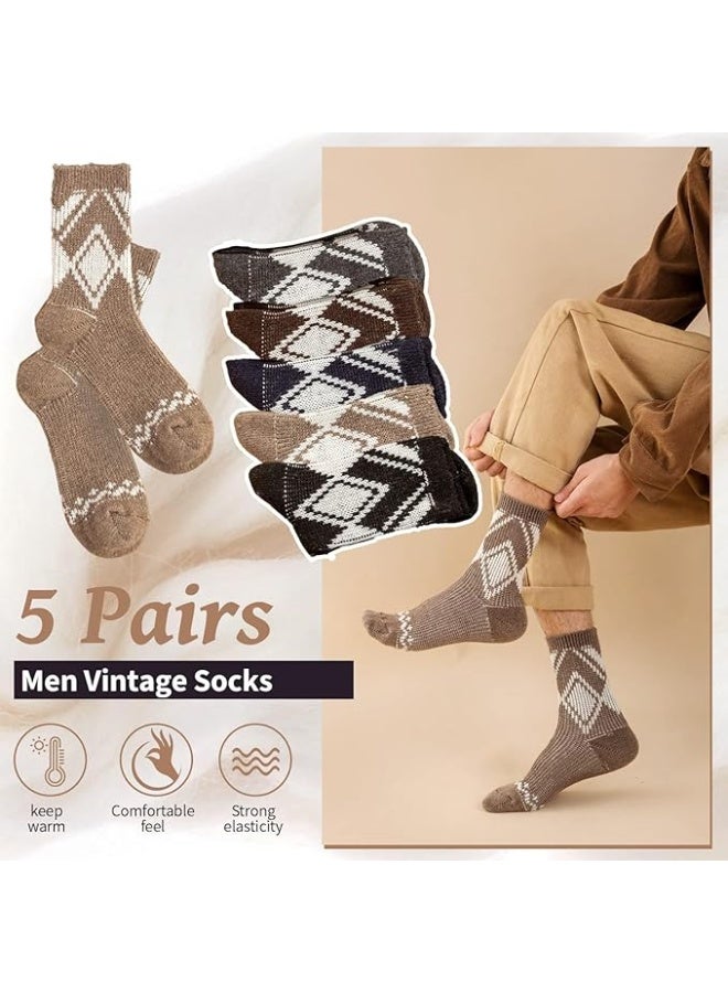 HZYH Men's Thermal Socks, 5 Pairs Thick Cotton Thermal Socks, Men's Winter Soft Walking Hiking Socks, Men's Heavyweight Comfort Boot Socks for Cold Weather - Image 4