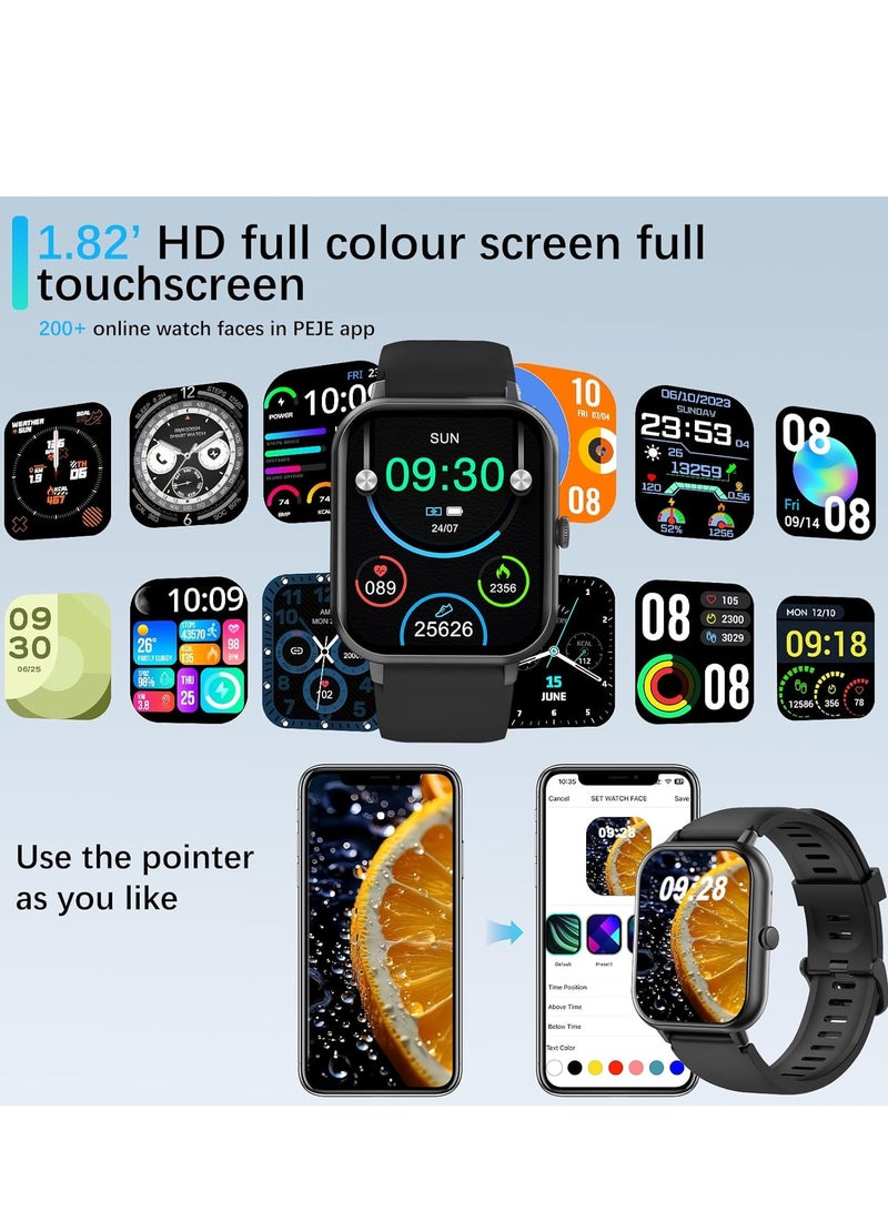 PEJE PEJE ZW01 Smartwatch - 1.83" Display, Bluetooth Calls, 15-Day Battery, IP68 Waterproof, 123+ Sports Modes, SpO2/HR/Sleep Monitor, Prayer Alerts,Smart watch Compatible Android iOS (Black) - Image 3
