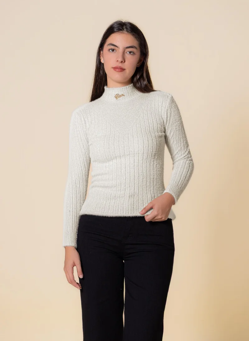 SHAPES DETAILED SOFT KNITTED TOP