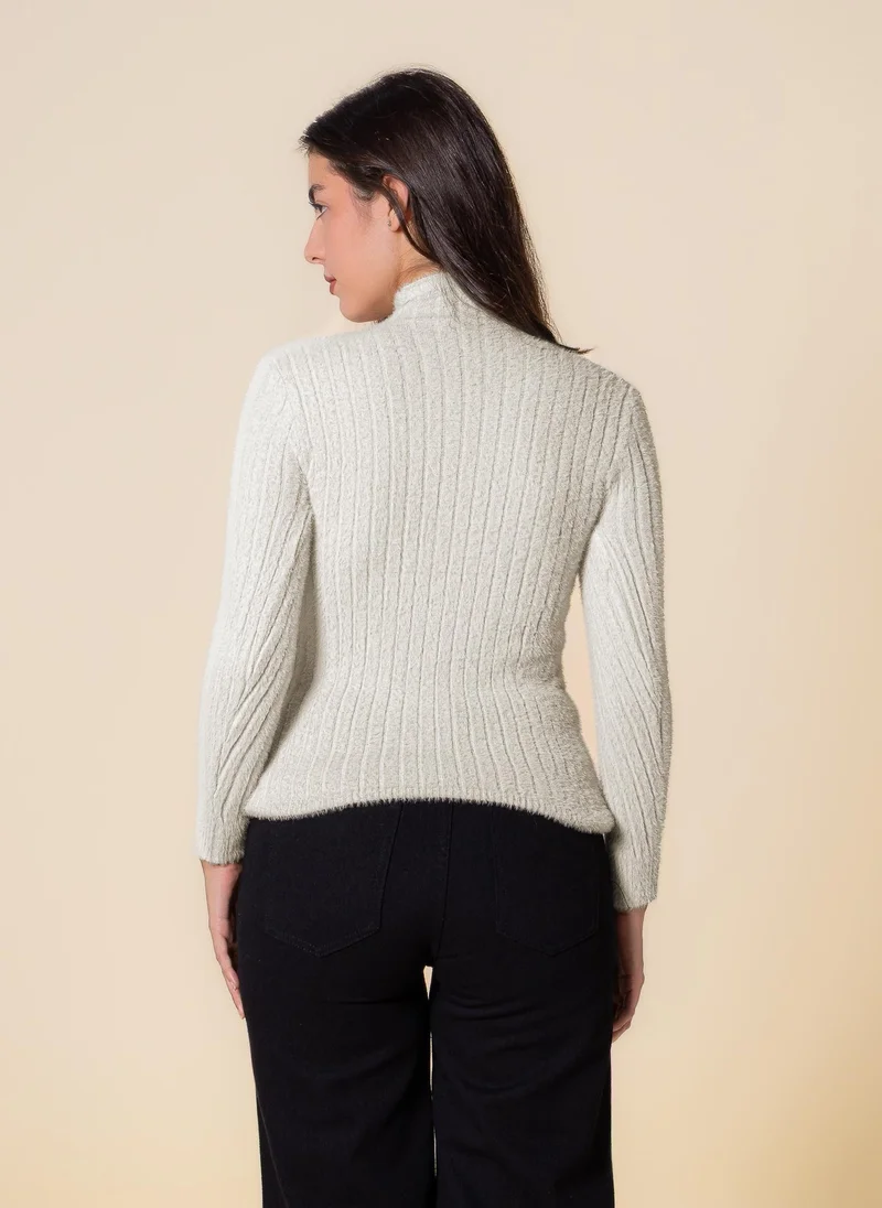 SHAPES DETAILED SOFT KNITTED TOP