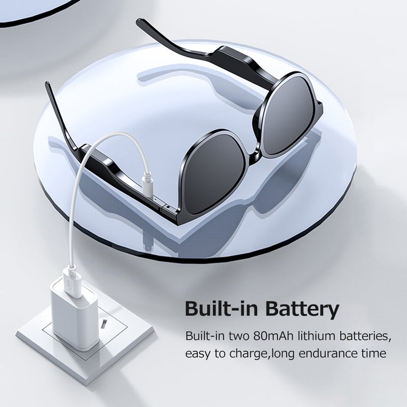 Smart Wireless BT5.0 Headset Music Glasses Outdoor Cycling Sports Headphone Nylon Lens Stable Pairing Built-in Speaker White - Image 5