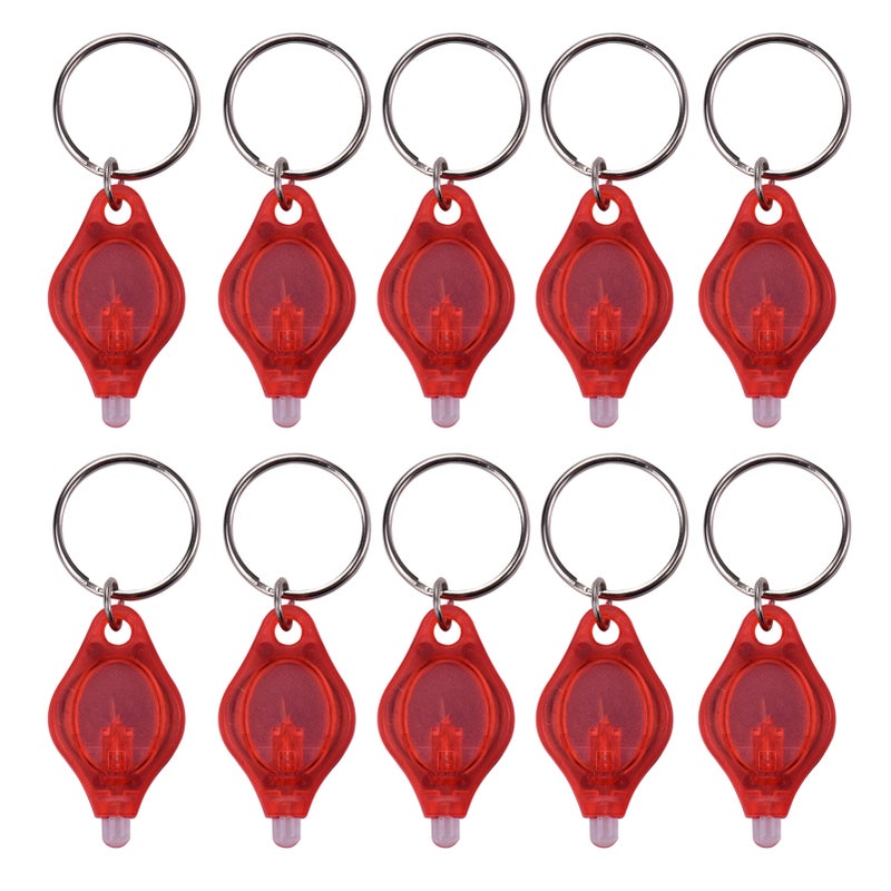 Mini Flashlights 10 Pcs Red: Lightweight Portable - Easy To Use Keychain Flashlight for Kids Colleagues Students Outdoor Daily Use - Image 1