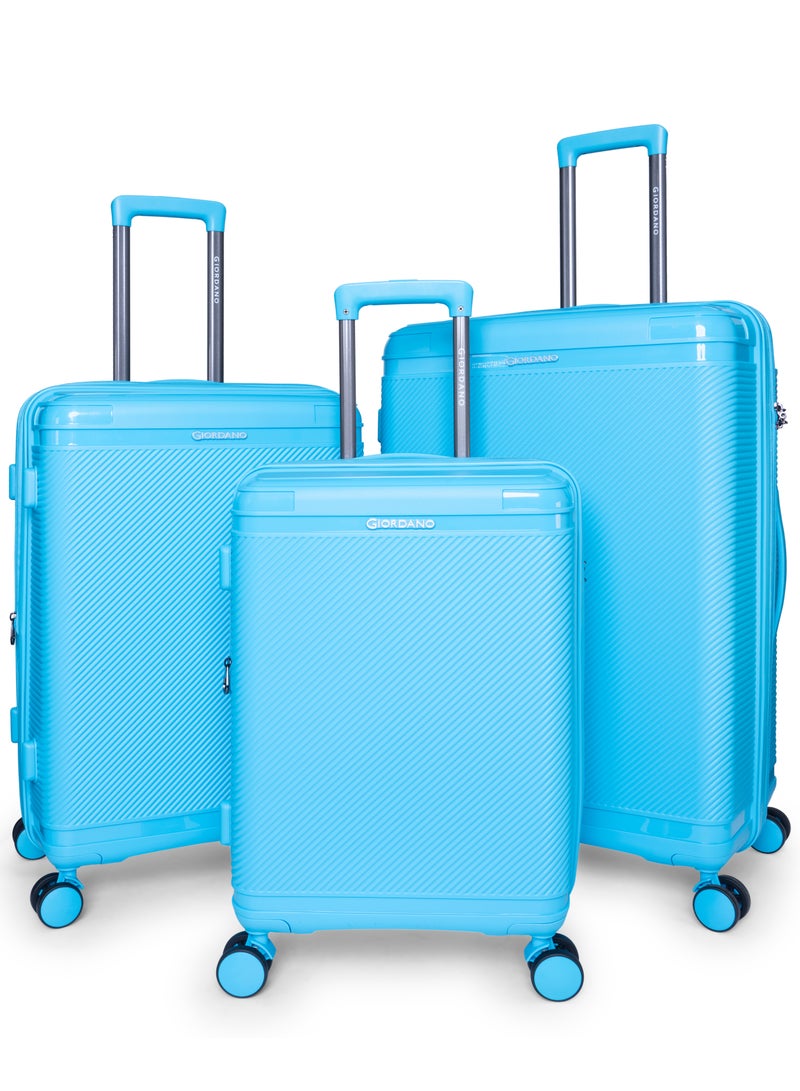 جيوردانو مجموعة حقائب سفر جيوردانو ليج من البولي بروبلين الصلب، حقيبة عمل متينة غير قابلة للكسر وخفيفة الوزن قابلة للتوسيع بسحاب مضاد للسرقة وعجلات مزدوجة وقفل ،  قطع ++ بوصة أزرق فاتح - Image 1