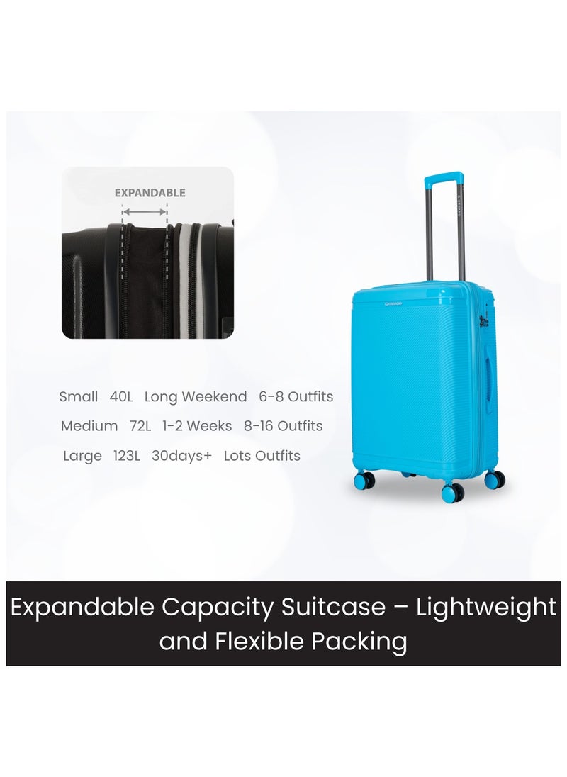 GIORDANO Giordano League Luggage Set PP Hardshell Travel Business Suitcase, Durable Hardside Unbreakable Lightweight Expandable Anti-theft Zip 4 Double Wheel TSA Lock 3pcs Trolley (20+24+28 Inch).Light Blue  - Image 2