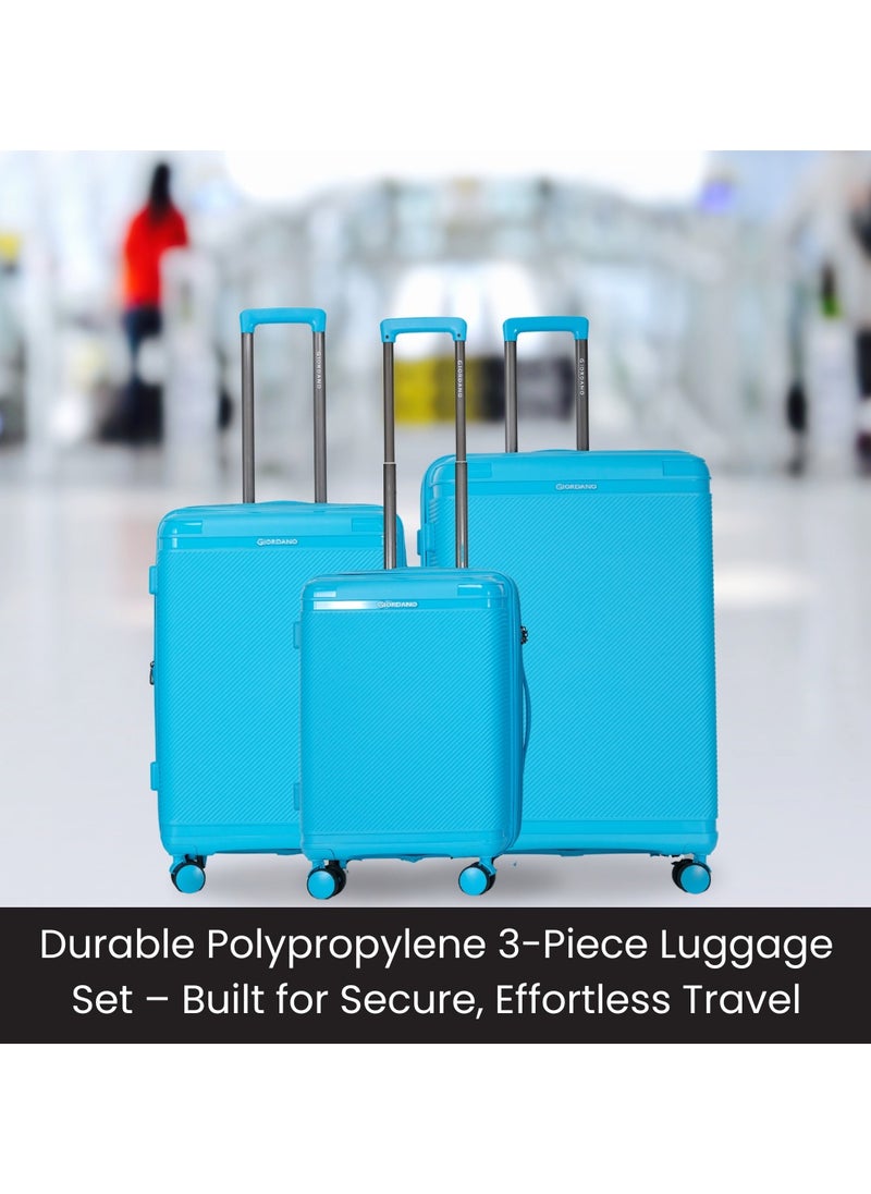 GIORDANO Giordano League Luggage Set PP Hardshell Travel Business Suitcase, Durable Hardside Unbreakable Lightweight Expandable Anti-theft Zip 4 Double Wheel TSA Lock 3pcs Trolley (20+24+28 Inch).Light Blue  - Image 4