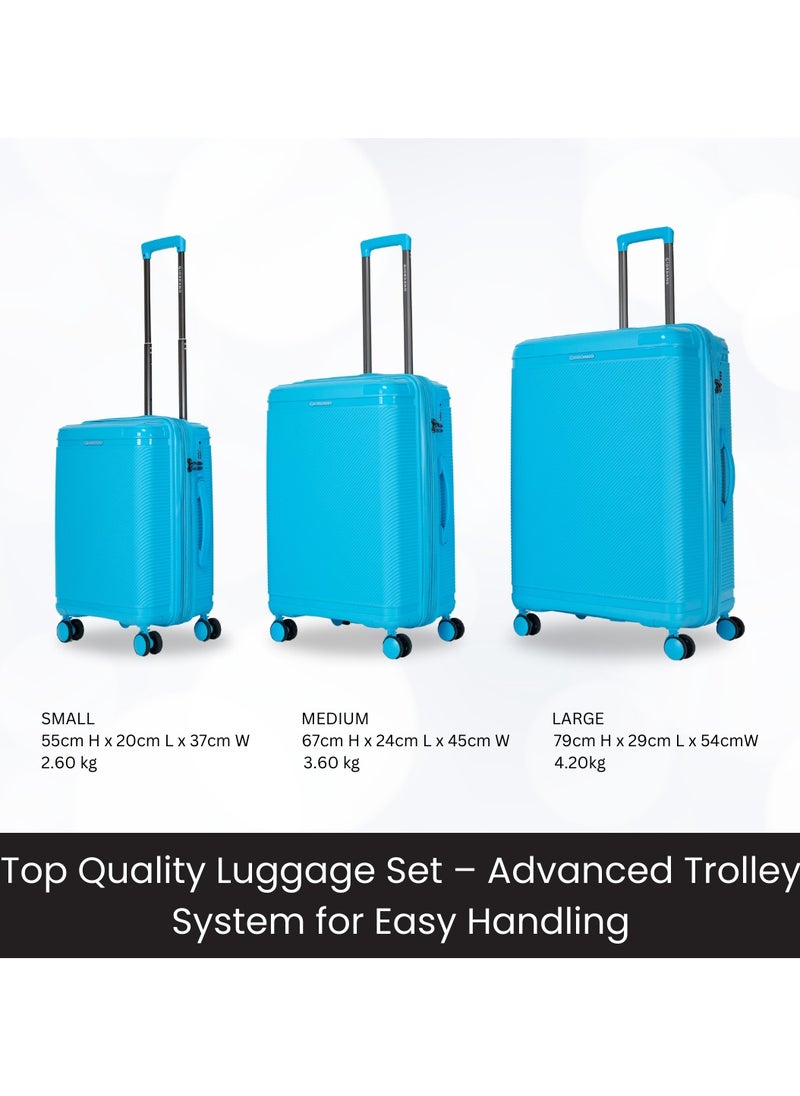 GIORDANO Giordano League Luggage Set PP Hardshell Travel Business Suitcase, Durable Hardside Unbreakable Lightweight Expandable Anti-theft Zip 4 Double Wheel TSA Lock 3pcs Trolley (20+24+28 Inch).Light Blue  - Image 5