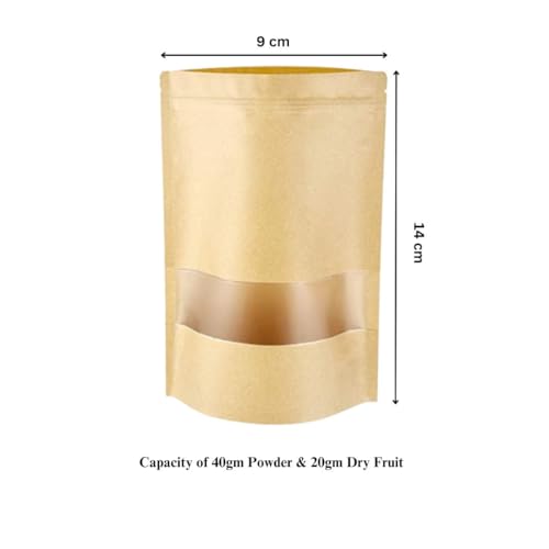 E Sko ESKO Stand Up Ziplock Pouch - Reusable, Airtight Kraft Paper Storage Pouch(Brown)| 9X14 Cm(Pack Of 100) - Image 2