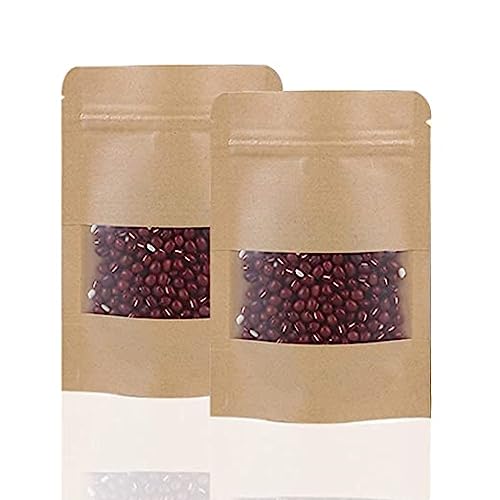 E Sko ESKO Stand Up Ziplock Pouch - Reusable, Airtight Kraft Paper Storage Pouch(Brown)| 9X14 Cm(Pack Of 100) - Image 1