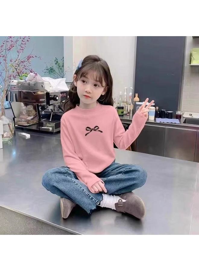 Autumn And Winter Children's Clothing Warm Bottoming Shirt For Older Children New Half Turtleneck German Velvet Inner Wear Girls Long-sleeved T-shirt Top