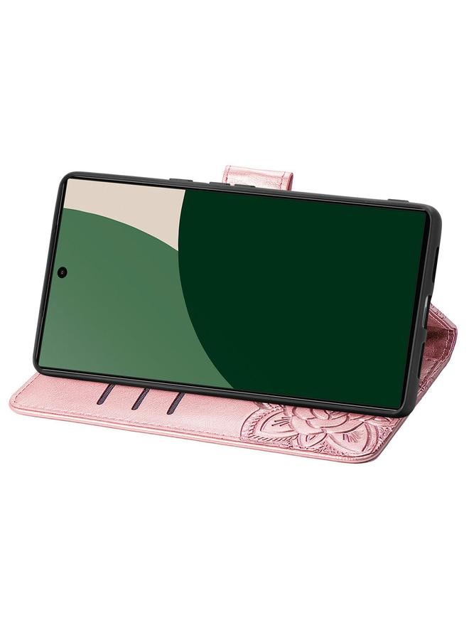 اس-توب جراب لهاتف Fujitsu Arrows We2 / F-52E مصنوع من الجلد المنقوش بنقشة زهور الفراشة - Image 4