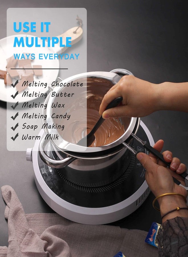 Marsheepy Double Boiler Pot Set,1200ML Double Boiler for Chocolate Melting, 2800ML 304 Stainless Steel Pot With Silicone Spatula for Melting Chocolate, Candy, Candle, Soap, Wax - Image 4