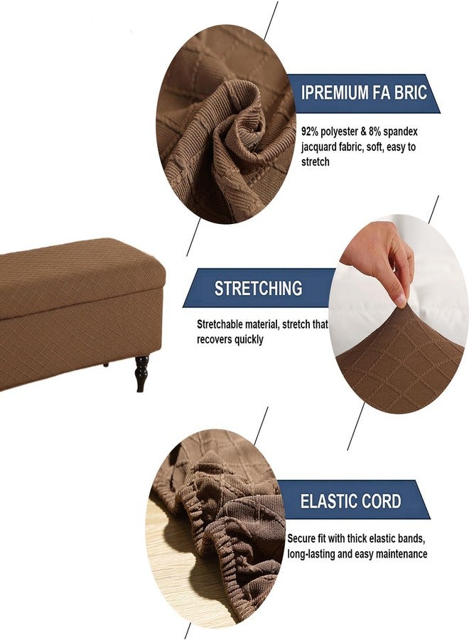 FUANGUI Ottoman Cover Stretch Storage Ottoman Bench Slipcover Jacquard Folding Storage Bench Ottoman Cover Footrest Stool Slipcover Footstool Protector Cover with Elastic Bottom,(80-110cm,M, 41) - Image 4