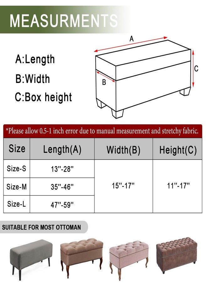 FUANGUI Ottoman Cover Stretch Storage Ottoman Bench Slipcover Jacquard Folding Storage Bench Ottoman Cover Footrest Stool Slipcover Footstool Protector Cover with Elastic Bottom,(80-110cm,M, 41) - Image 2