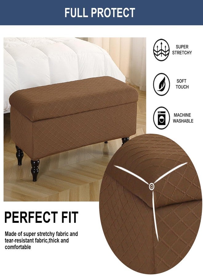 FUANGUI Ottoman Cover Stretch Storage Ottoman Bench Slipcover Jacquard Folding Storage Bench Ottoman Cover Footrest Stool Slipcover Footstool Protector Cover with Elastic Bottom,(80-110cm,M, 41) - Image 3