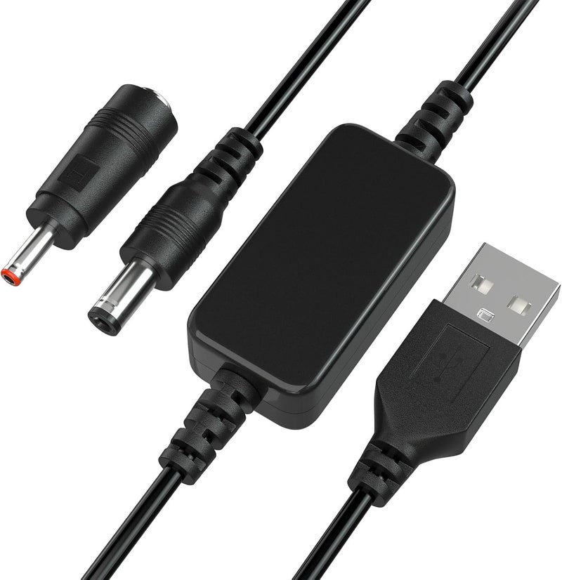 دروك DROK USB إلى 9 فولت محول - 5 فولت إلى 9 فولت DC محول رفع الجهد 1.5 أمبير، 1.1 م كابل USB محول رفع الجهد مع قابس ذكر DC 5.5 × 2.5 ملم ومحول مقبس 3.5 ملم - Image 1