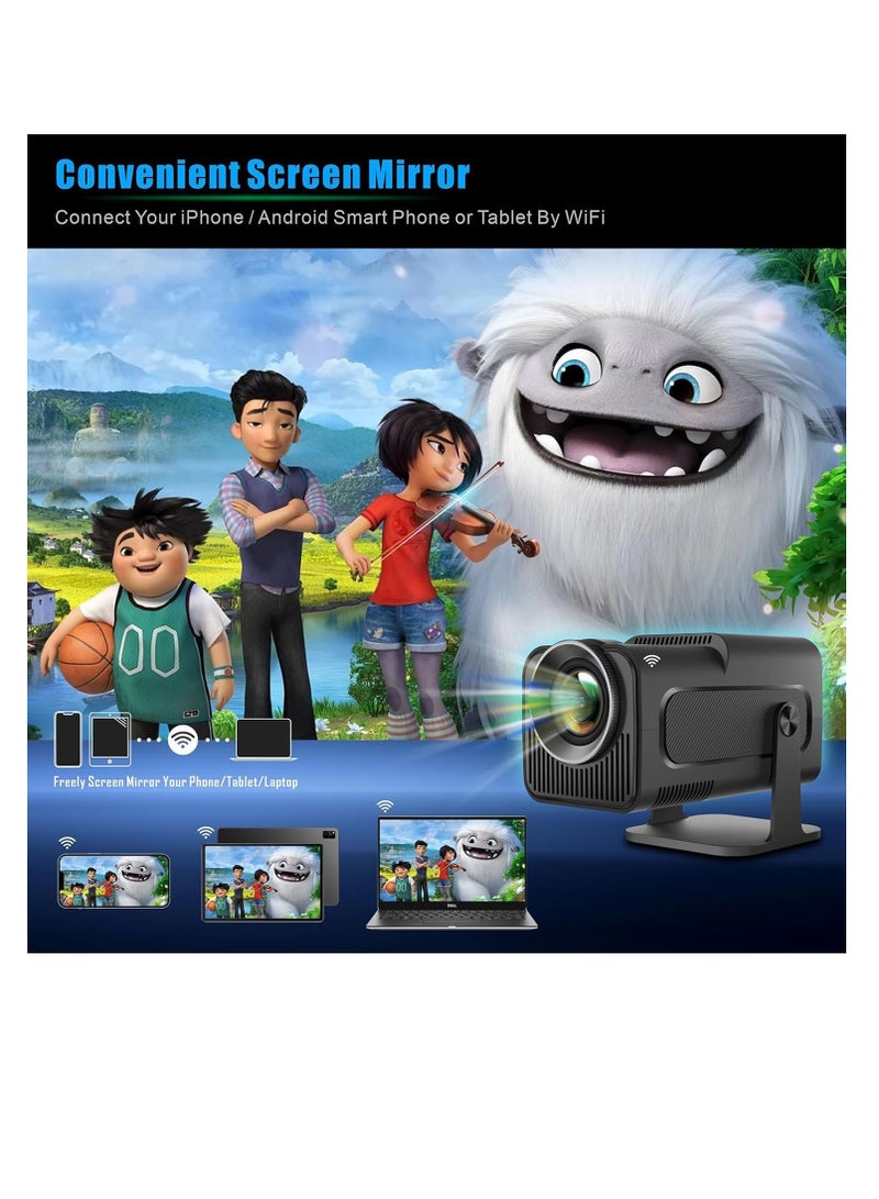 HY320 Mini Portable Auto Keystone Projector - 4K FHD 1080P Smart Projector with 10000 Lumens, WiFi 6, BT 5.0, 180 Degree Rotation, Built-in Android 11.0 - Compact Home Theater Experience  - Image 4
