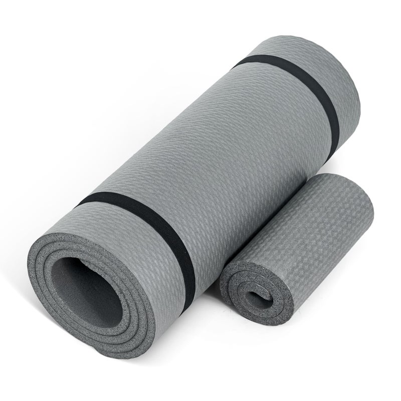 CAP Barbell Yoga Mat 1/2" Thick with Carrying Strap & Knee Pad - High Density Exercise Mat for Yoga, Pilates, Stretching, Floor & Fitness Workouts - 71''x24''x1/2" | Gray - Image 1