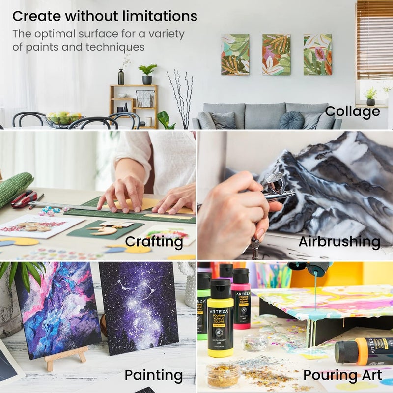 ARTEZA Premium Canvas Boards for Painting, 5 x 7, 8 x 10, 9 x 12, 11 x 14 Inches, Multipack of 28, White Canvas for Acrylic, Oil and Gouache Painting - Image 4