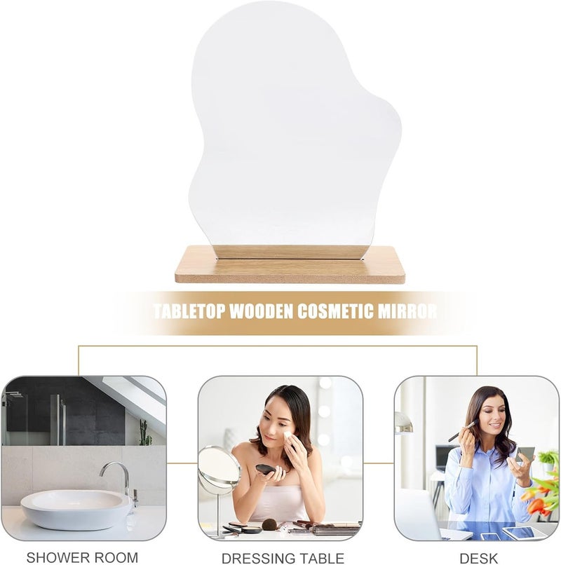 Irregular Acrylic Desktop Mirror with Stand Cloud-Shaped Table Vanity Mirror for Dorm and Bedroom Aesthetic Makeup Student DIY Decorative - Image 3