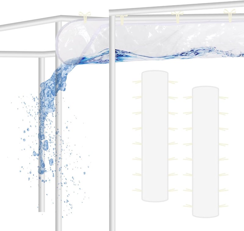 رينماي 2 Pack Rain Gutters for Pop Up Canopy, Heavy Duty PVC Waterproof 10 ft Rain Gutter with Velcro Straps, Canopy Tents Drainage Accessory for Summer Outdoor Rainwater Draining,Easy Drainage Clear - Image 1
