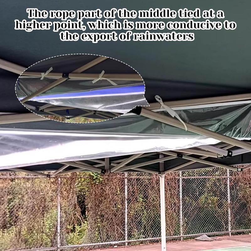 رينماي 2 Pack Rain Gutters for Pop Up Canopy, Heavy Duty PVC Waterproof 10 ft Rain Gutter with Velcro Straps, Canopy Tents Drainage Accessory for Summer Outdoor Rainwater Draining,Easy Drainage Clear - Image 4
