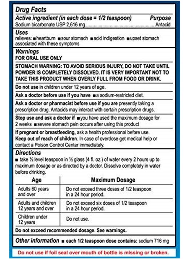 De La Cruz - Pure Sodium Bicarbonate - USP Grade Bicarbonate of Soda – 100% Pure Baking Soda – Aluminum Free Antacid Powder for Heartburn & Indigestion - Packed in USA, 4 OZ. (4 Bottles) - Image 1