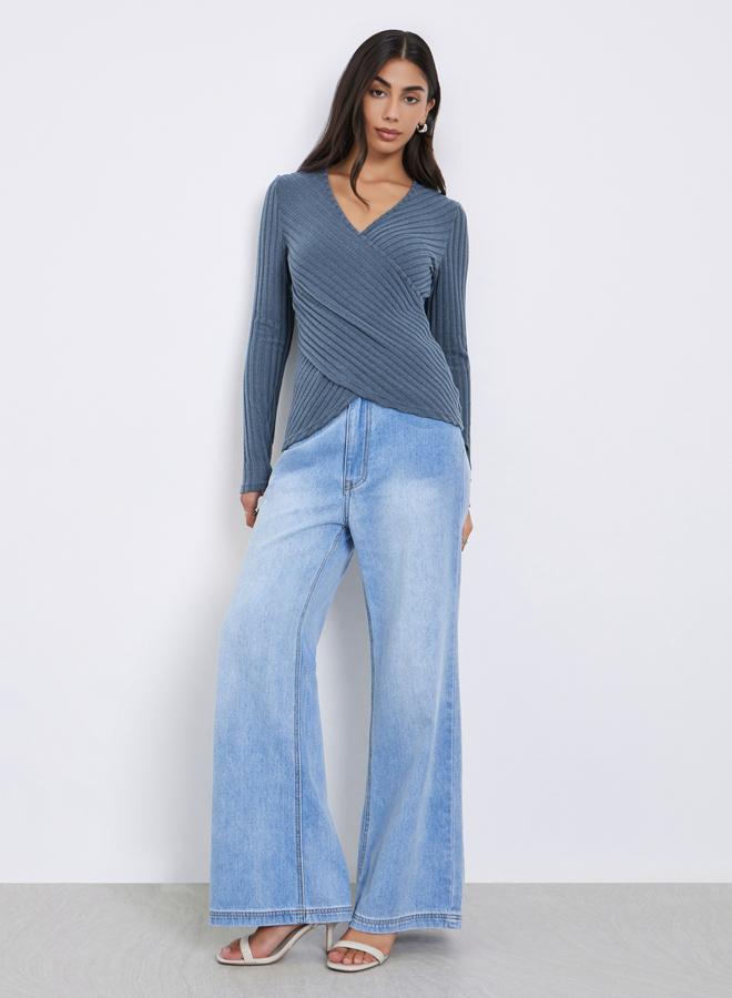 ستايلي بلوزة محبوكة بقصة ملتفة - Image 2