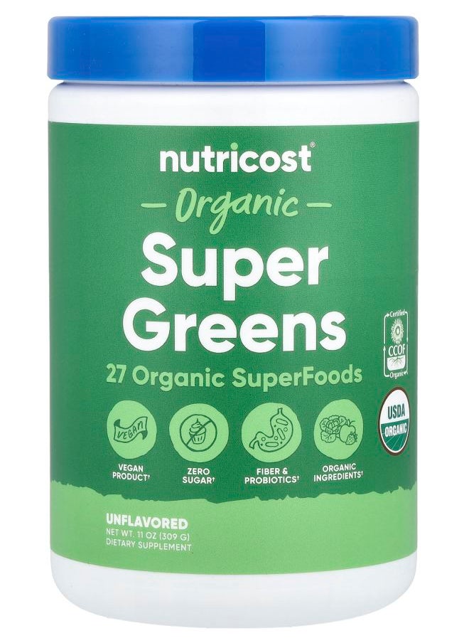 Nutricost - Organic Super Greens Unflavored 11 oz (309 g) - Image 1