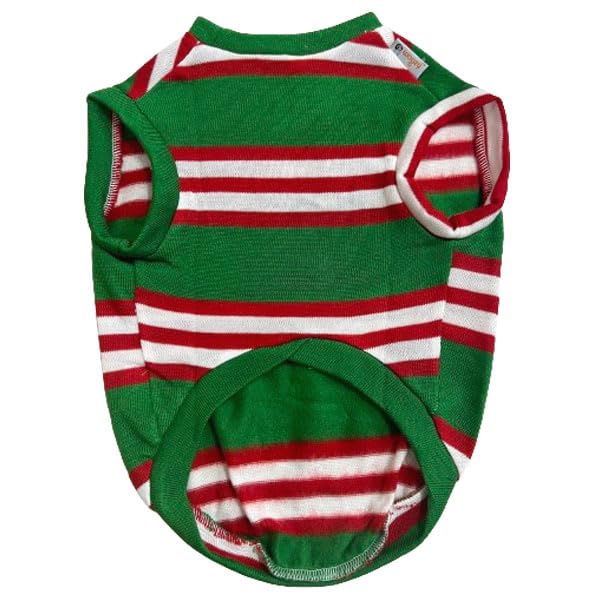 WAGZY cotton Red-Green- White Striped Premium Dog, Puppy, Kitten and Cat Warm Winter T-Shirt|Sweater for Small Breeds (20" XL, 1 count) - Image 2
