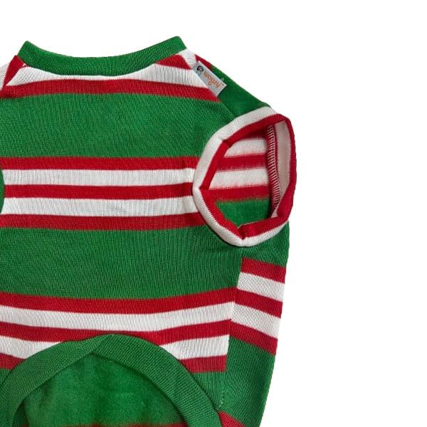 WAGZY cotton Red-Green- White Striped Premium Dog, Puppy, Kitten and Cat Warm Winter T-Shirt|Sweater for Small Breeds (20" XL, 1 count) - Image 3