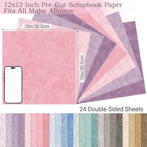 BVMGTT 24Sheet 12x12 Scrapbook Paper DoubleSided 160gsm Cardstock for Family Albums DIY Cards Gift Wrapping 24 Unique Designs Craft Paper for Moms Crafters Scrapbooking Enthusiasts - Image 3