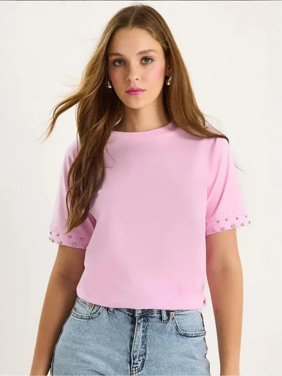 بيانكو لوتشي تيشيرت  مطرز بياقة دائرية وأكمام قصيرة