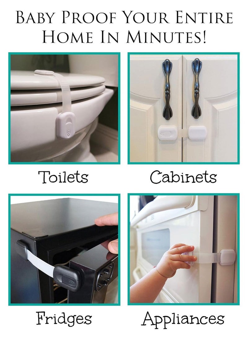 NIKITA.VIVI - 6-Piece Baby Safety Locks With Adjustable Strap and Latch System Cabinet Locks Child Proofing,Baby Proofing Set Strong And Adjustable Child Locks for Lock Door,Drawer,Window Child Safety Lock Latches - Image 1