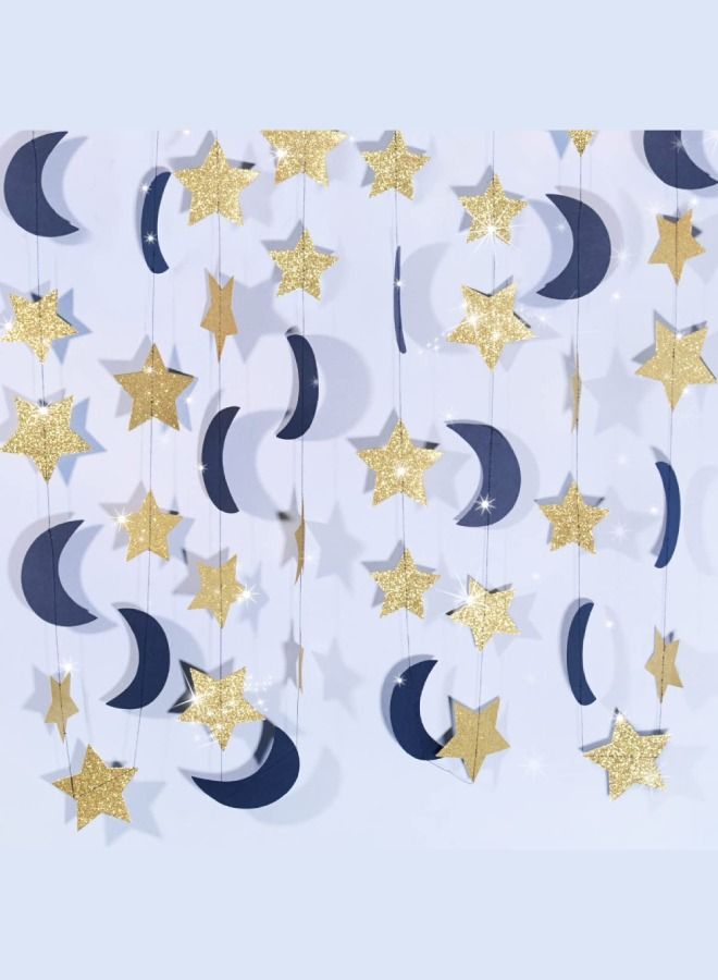 ذا بارتي بوبير أكاليل نجمة العيد باللون الأزرق والذهبي اللامع - Image 4