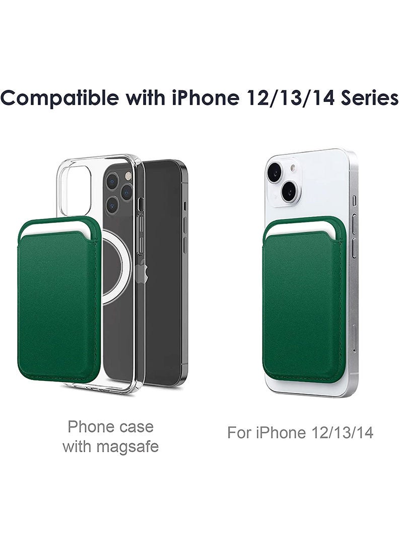 Theodor Magsafe Wallet - Mag Safe Secure Credit Card Holder – Vegan Leather. Magnetic Card Wallet Holder - Apple iPhone 14,13,12 Compatible- Green- Coffee Mug - Image 3